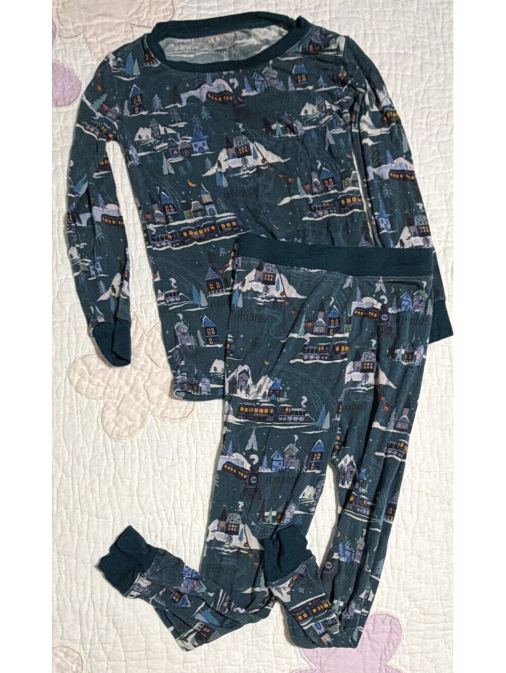 Little Sleepies 3T North Pole Express Bamboo 2 piece Pajama Set Holiday Train